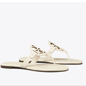 Tory Burch Miller Sandals, patent leather, ivory, size 8